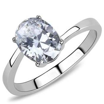 Šperky4U Ocelový prsten se oválným zirkonem - velikost 60 - AL-0037-60