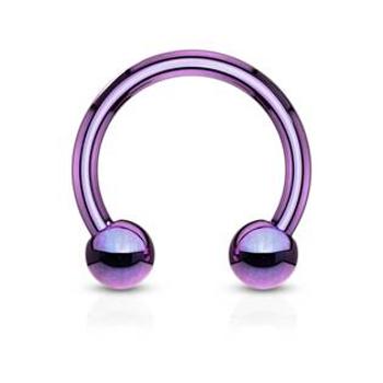 Šperky4U Piercing podkova, barva fialová, rozměr 1,0 x 8 mm, kuličky 3 mm - PV1001A-100833