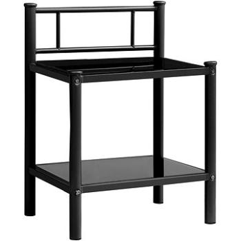 Noční stolek černý 45 × 34,5 × 60,5 cm kov a sklo (325088)