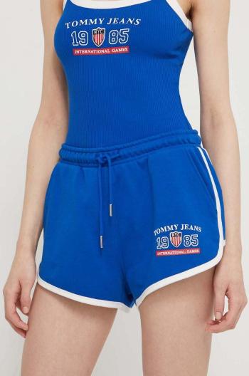 Bavlněné šortky Tommy Jeans Archive Games s potiskem, medium waist, DW0DW18540