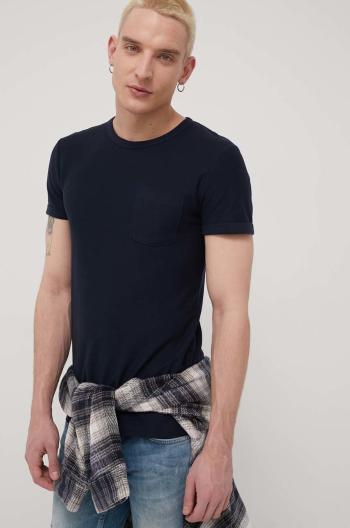 Bavlněné tričko Tom Tailor tmavomodrá barva, hladký