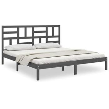 Rám postele šedý masivní dřevo 200 × 200 cm, 3105972 (3105972)