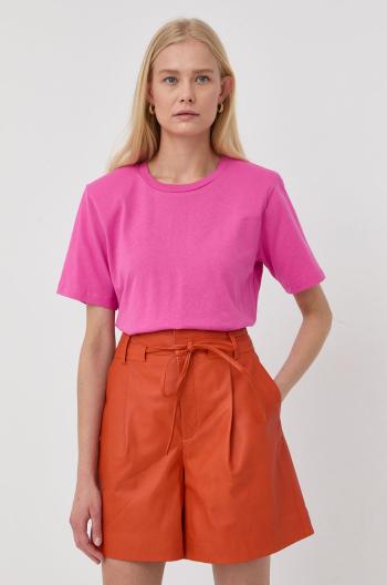 Bavlněné tričko Gestuz růžová barva