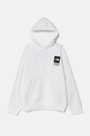 Dětská mikina The North Face COORDINATES GRAPHIC OVERSIZED HOODIE bílá barva, s kapucí, s potiskem, NF0A89HKFN41