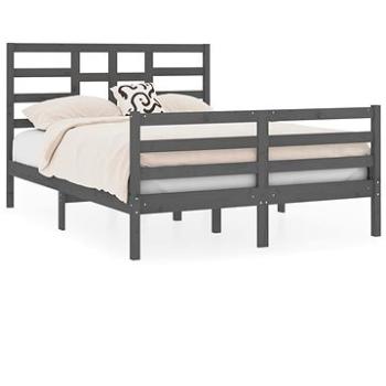 Rám postele šedý masivní dřevo 140 × 190 cm, 3105842 (3105842)
