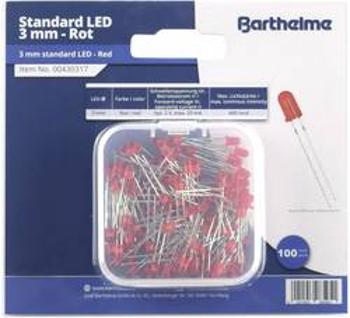 Sada LED Barthelme kulatý, 3 mm, 30 °, 20 mA, 2 V, červená