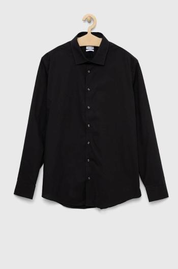 Bavlněné tričko Seidensticker Černá barva, regular, s klasickým límcem