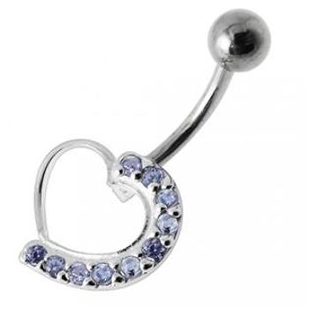 Šperky4U Stříbrný piercing do pupíku - srdce - BP01031-TZ