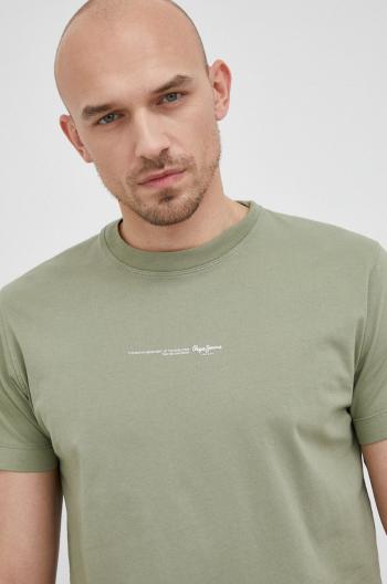 Bavlněné tričko Pepe Jeans Andreas zelená barva, hladký