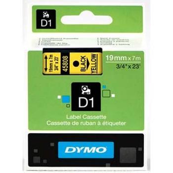 Dymo D1 45808, S0720880, 19mm x 7m, černý tisk/žlutý podklad, originální páska