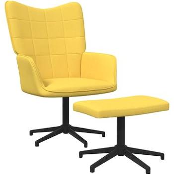 Relaxační křeslo se stoličkou hořčicově žluté textil, 327981 (327981)