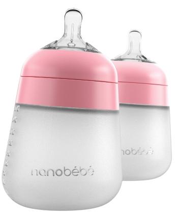 Nanobébé silikonová dětská Flexy - růžová 270 ml 2 ks
