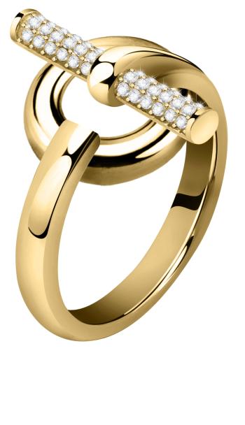 Morellato Elegantní pozlacený prsten z oceli s krystaly Abbraccio SAUC09 58 mm
