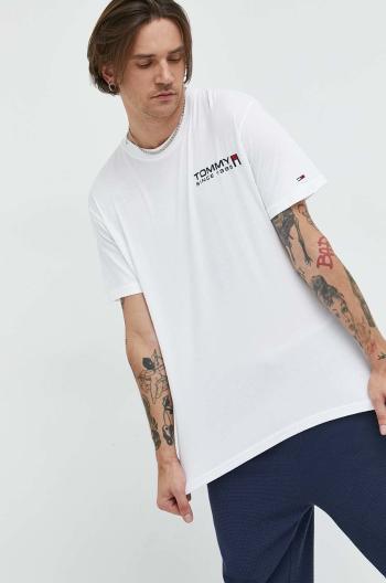Bavlněné tričko Tommy Jeans , bílá barva, s potiskem