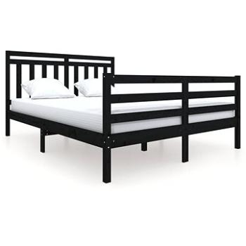 Rám postele černý masivní dřevo 160 × 200 cm, 3100668 (3100668)