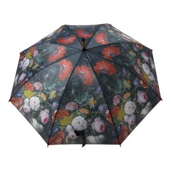 Černý deštník s květy Jan Davidsz - Ø105*88cm BBPJDH