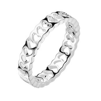 Šperky4U Ocelový prsten se srdíčky - velikost 49 - OPR1914-49