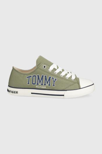 Dětské tenisky Tommy Hilfiger zelená barva