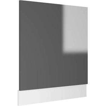 Panel na myčku šedý vysoký lesk 59,5×3×67 cm dřevotříska 802569