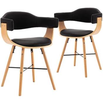 Jídelní židle 2 ks černé umělá kůže a ohýbané dřevo (283138)