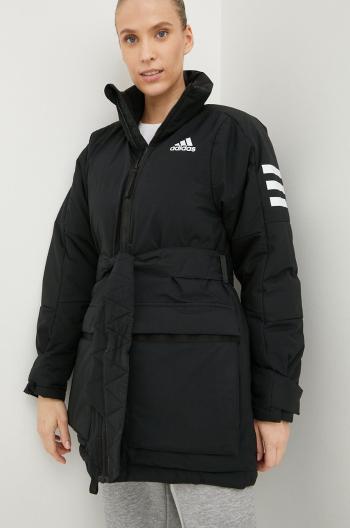 Péřová bunda adidas Performance dámská, černá barva, zimní