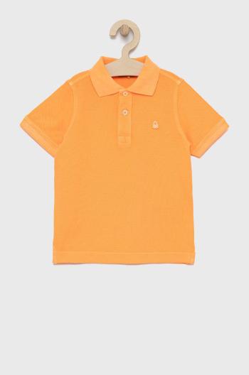 Dětská bavlněná polokošile United Colors of Benetton oranžová barva, hladký