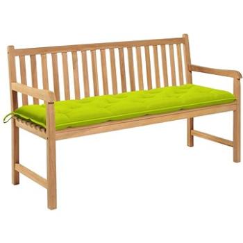 Zahradní lavice s jasně zelenou poduškou 150 cm masivní teak 3062729 (3062729)