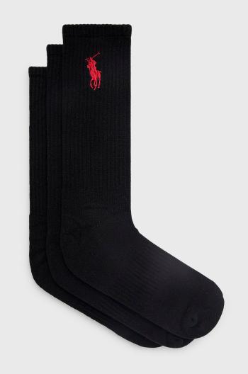 Ponožky Polo Ralph Lauren (3-pack) pánské, černá barva