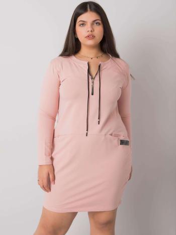 SVĚTLE RŮŽOVÉ PŘILÉHAVÉ MIKINOVÉ ŠATY SE ZIPEM RV-SK-7241.43-PINK Velikost: ONE SIZE