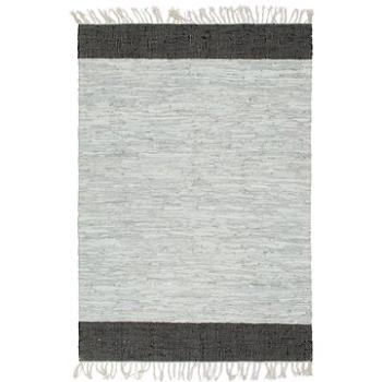 Ručně tkaný koberec Chindi kůže 120x170 cm světle šedý a černý (133966)
