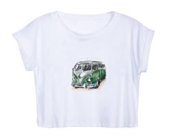 Dámské tričko Organic Crop Top Retro autobus