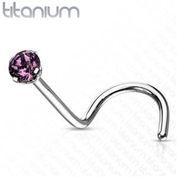 Šperky4U Zahnutý piercing do nosu - titan, kamínek 2 mm - TIT1063A-020