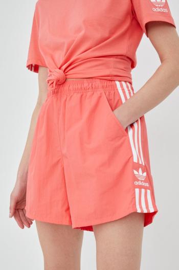 Kraťasy adidas Originals Adicolor HF7454 dámské, růžová barva, s aplikací, high waist