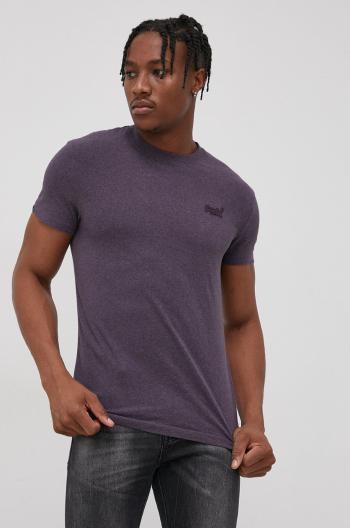 Bavlněné tričko Superdry fialová barva, hladké