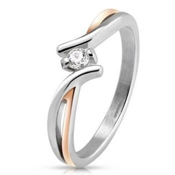 Šperky4U Ocelový prsten se zirkonem - velikost 49 - OPR1701-49