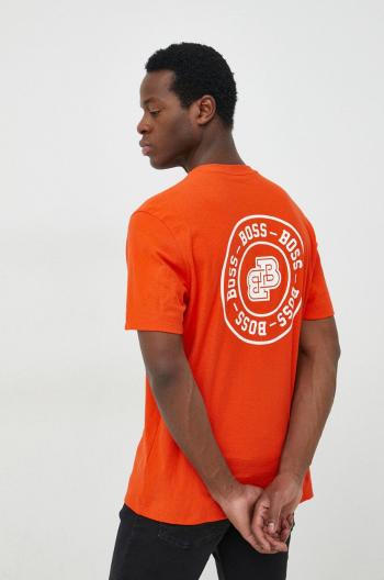 Bavlněné tričko BOSS BOSS ORANGE oranžová barva, s potiskem