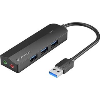 Vention 3-Port USB 3.0 Hub with Sound Card and Power Supply 0.15M Black (CHIBB)