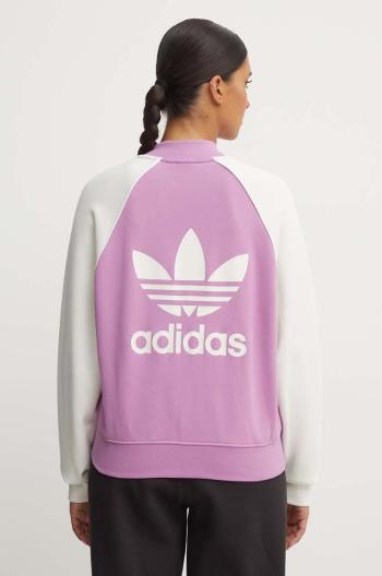 Mikina adidas Originals dámská, fialová barva, vzorovaná, IZ2833