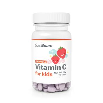 Vitamín C, tablety na cucání pro děti 120 tab. jahoda - GymBeam