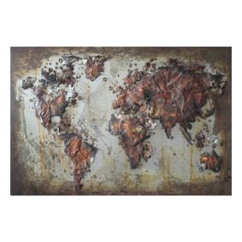 Kovový nástěnný obraz Mapa světa - 120*4*80 cm JJWA00055