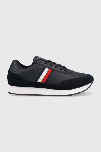 Kožené sneakers boty Tommy Hilfiger FM0FM04397 CORE EVA RUNNER CORPORATE LEA tmavomodrá barva