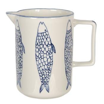 Keramický džbán s modrým dekorem ryb Atalante - 18*11*16 cm 6CE1244