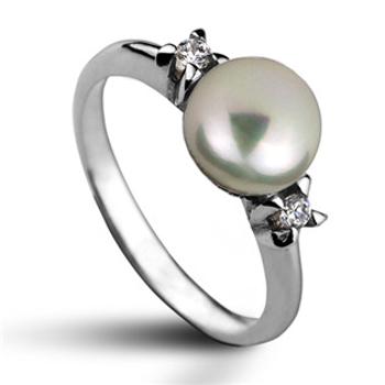 Šperky4U Stříbrný prsten s bílou perlou 7,5 mm, vel. 55 - velikost 55 - CS2100-55