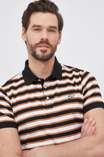 Bavlněné polo tričko Karl Lagerfeld černá barva, vzorovaný