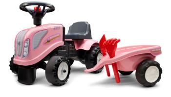 Odstrkovadlo - traktor Landini růžový s volantem a valníkem