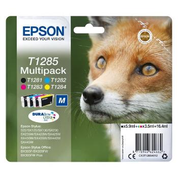 EPSON T1285 (C13T12854022) - originální cartridge, černá + barevná, 1x5,9ml/3x3,5ml