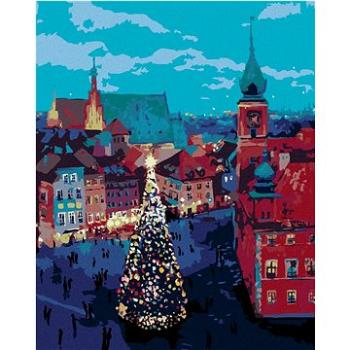 Malování podle čísel - Vánoční stromek před zámkem ve Varšavě (HRAbz33168nad)