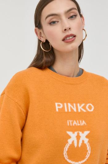 Vlněný svetr Pinko dámský, oranžová barva, lehký