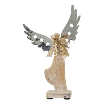 Dřevěný anděl s kovovými křídly Puri - 13*5*22cm 224545