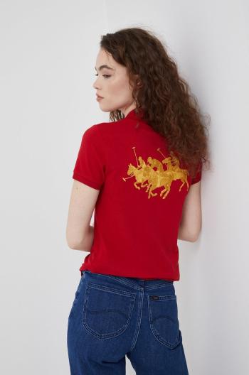 Tričko Polo Ralph Lauren dámský, červená barva, s límečkem